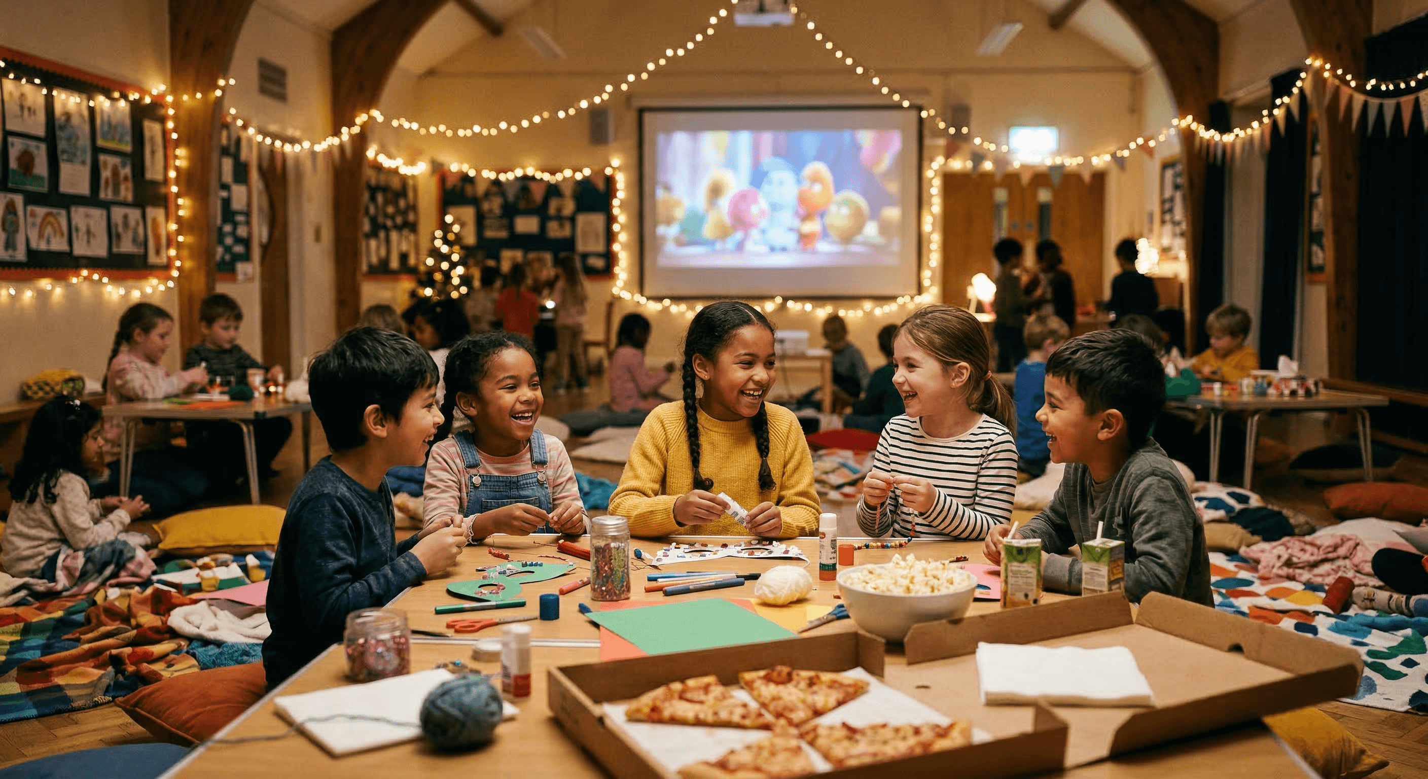 Kids enjoying crafts and activities at Kids' Night In