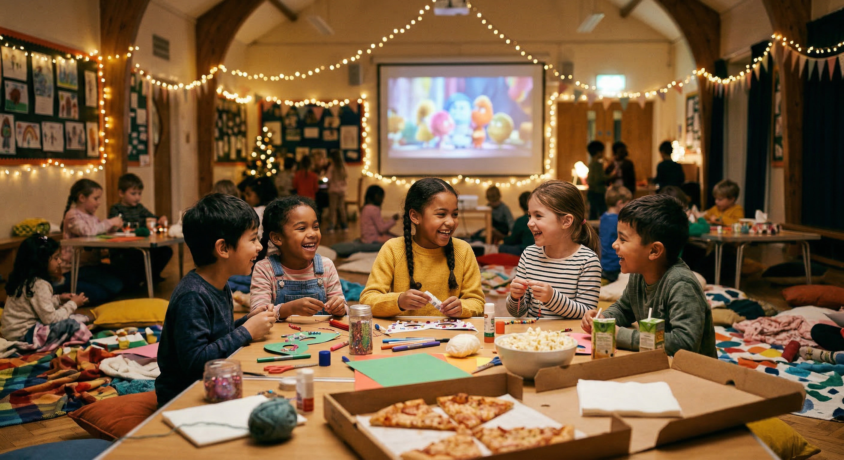 Kids enjoying crafts and activities at Kids' Night In